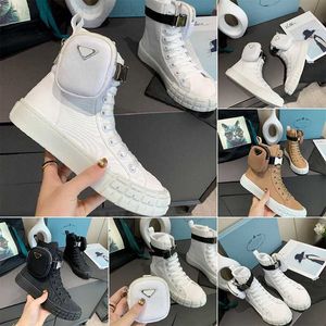 Designer Shoe Women Nylon Shoes Gabardine Canvas Sneakers Wheel Lady Trainers Loafers Platform Solid höjda sko med låda Hög 5A -kvalitet 8KA6