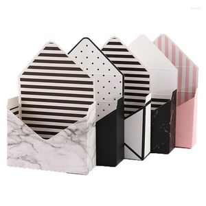 Present Wrap Striped Romantic Envelope Flower Box Holder Florist Bouquet Paper Packing Storage Bröllop Engagement Party Decor Supplies