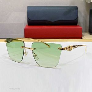 Green Carti Designer Man Sunglasses for Women Fashion Eyewear Leopard Polarized Glasses Anti Blue Light UV Lens Coating Metal Frame Screw good