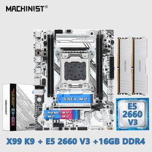 Machinist X99 K9 X99 마더 보드 LGA 2011-3 Xeon E5 2660 V3 CPU 프로세서 및 DDR4 16GB RAM 메모리 세트 키트와 콤보