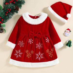 Kız Elbiseler Junior Boyut 16 Toddler Kızlar Uzun Kollu Noel Kar Tanesi İşlemeli Bowknot Doğum Günü 10 Yıldır