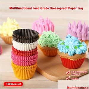 Prezent 1000pcs Mini rozmiar Chocalate papierowe wkładki do pieczenia muffinki kubki Forms Forms Cupcake Pose Solid Color Party Tray Form Drop Dhi0w