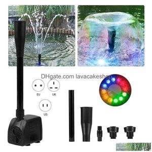 Trädgårdsdekorationer USB -vattenpump traquiet med nätsladdvattentät fontän 12 LED -ljus för akvarium Y0914 Drop Delivery Home Pat DHI1C
