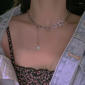 Halsband Vintage Mode Star Charms Anhänger Halsketten Für Frauen Kühlen Y2k Glänzende Kristall Ketten Halskette Elegante Mädchen Schmuck