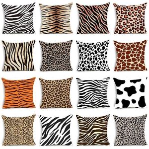 Travesseiro de travesseiro impressão animal arremesso de leopardo tigre zebra vaca cobra capas de almofada para cadeira de sofá em casa casos decorativos 2301044