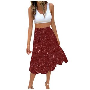 Kjolar kvinnor sommar plus size s-2xl kjol koreansk vintage polka dot slim hög midja en linje midi kvinnlig svart vit röd streetwearskirts