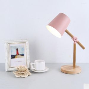 Table Lamps Modern Creative Black Pink Bedside Lamp LED Lighting Wood E27 Reading Desk Fixture Children's Room Bedroom Living