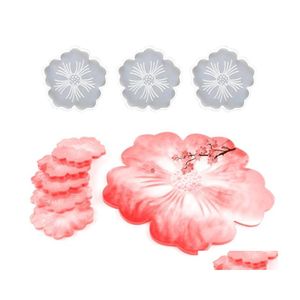 Mats Pads 4pcs/conjunto Flower Sile Moldes Resina Casting Mat Mod Diy Tool Tool 91ad Drop Drop Home Garden Kitchen Dining Table Dhnex