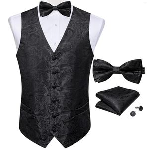 Men's Vests Formal Party Wedding Men Tuxedo Waistcoat Black Paisley Men's Suit Vest Classic Blazer Bow Tie Pocket Square Set Man