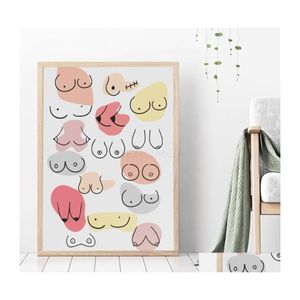 Paintings Line Watercolor Posters And Prints Boobs Boobie Art Tits Print Breast Canvas Painting Body Wall Pictures Bedroom Home Deco Dhy8J