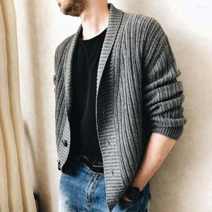 Men's Sweaters Men Sweater Cardigan Lapel V Neck Winter Solid Color Single Breasted Casual Men's Clothing For Going Out