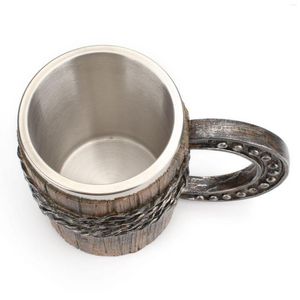 Mugs Large Capacity Wooden Cup Stainless Steel Liner Beer Handle Bucket Water Coffee Beverage