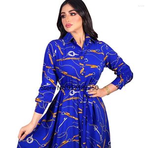 Casual klänningar för kvinnor Eid Mubarak Abaya Dubai Turkish Islamic Long Dress Muslim Retro Printed Elegant Swing Ladies Clothes