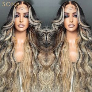 Ombre Blonde Wig Human Hair Body Wave Lace Front Wigs For Woman 360 Full Lace Frontal Wig Synthetic Preplucked