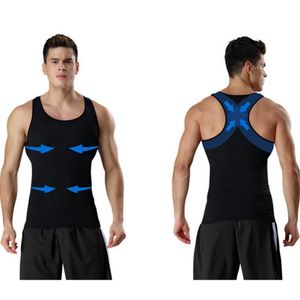 Tampas de tanques de modeladores do corpo masculino para homens abdomen queimadura de queima de barriga traseira transfundir cinto de cinto de slimmen shapewear collant shapewear