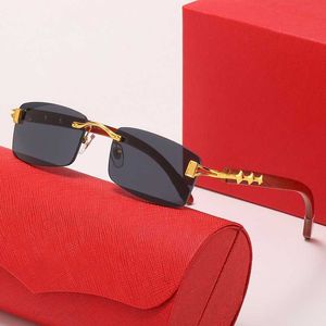 Randlose Designer-Sonnenbrille für Damen, Büffelhorn-Sonnenbrille, Gold, 3 Sterne, rahmenlos, Holzrahmen, Marke, Mode, Sport-Sonnenbrille, Damen-Herren-Sonnenbrille, gut