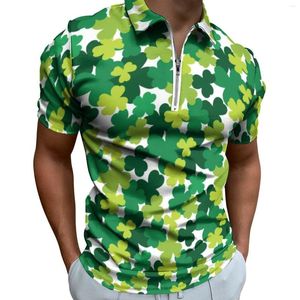 Polos Shamrock Wzorka Polo koszula St Casual Summer Streetwear Męski tuleż z krótkim rękawem