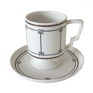 Tassen Untertassen Keramik Kaffeetasse Set Milch Tee Kreative Einhand-Küchentrinkgeschirr Utensilien Geburtstagsgeschenk Hochzeitsgeschenk