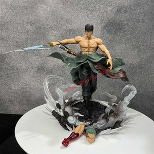 Action Toy Figures One Piece Roronoa Zoro Double Shape Battle One Knife Flow Anime Action Figure Statue PVC Decoration Model Dolls Toys Gifts T230105