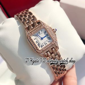 2023 ZX0020 Swiss Quartz Movement 27mm Womens Watch Double Row Diamond Case White Dial Roman Markers Rose Gold rostfritt stål Armband Eternity Fashion Watches