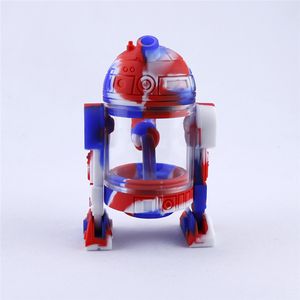 Creative Design Silicone Water Pipe Bong Robot Shape Glass Oil Burner Pipes Unbreakable Silicon Smoking Bubbler Hookah With Glass Bowl