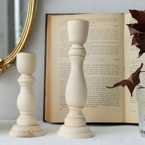 Candle Holders Antique Wooden Holder Classic Candlestick Simple Home Table Wedding Party Living Room Centerpieces Decor