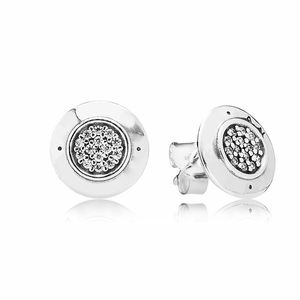 925 Sterling Silver Disc Studs Kolczyki Klasyczny projekt z oryginalnym pudełkiem dla Pandora Fashion Party Biżuter