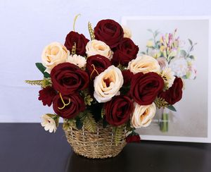 A mais recente simulação de 32 cm de flores decorativas de borda rosa rosa Bouquet