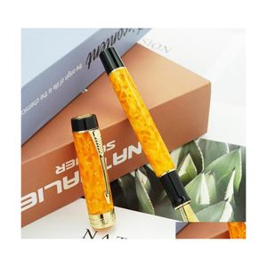 Penne stilografiche Jinhao 100 Centennial Orange Resin Pen Arrow Clip Ef/F/M/Pennino piegato con convertitore Scrittura Business Office Gift Ink Drop Dhtwy