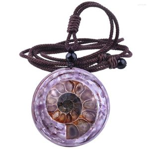 Pendant Necklaces Healing Orgonite Crystal Necklace Energy Ammonite Tumbled Stones Amulet With Adjustable Cord Men Women Jewelry