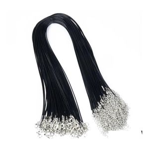 Drut sznurkowy 100 szt./Partia 1,5 mm 2 mm czarny wosk skórzany wąż naszyjnik sznur sznurek do tworzenia biżuterii mody DIY w BK 4580CM Dro Dhiel
