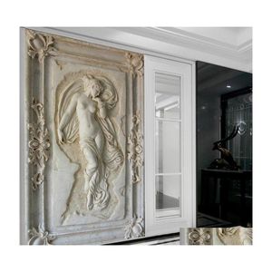 Tapeten Großhandel Angepasst 3D Stereoskopische Relief Engel Nude Statue Wandbild Tapete Eingang Flur Korridor Hintergrund Wand Dro Dh2Sd