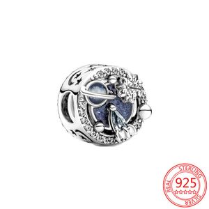 Fit Original Pandora Charm Armband Authentic 925 Sterling Silver Space Rocket Galaxy Planets Blue Glass Hollow Stars and Moon Bead For248V
