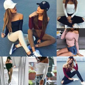 Kadınların Sweaters Crop Bluz Uzun Omuz Üst Kapalı Üstler Bayan Kollu Gömlek Cami Tank Yelek Jumper