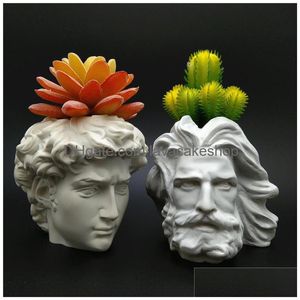 Ljus Sile Mold Human Head Potted Plant 3D Gipsljusharts Betong DIY Handgjorda Crafts Decoration Tools 220531 Drop Leverans DHNCM