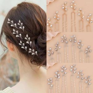 Headpieces 6Pcs Women Bride Simple Small Dainty Rhinestones Pearls Hair PIns Wedding Bridal Accessories For Girls