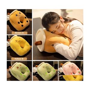 Cushion/Decorative Pillow Cute Bubble Tea Stuffed Plush Waist Cartoon Fruit Hand Warmer Milk Boba Cushion Kids Toy Girl Birthday Gif Dhttq