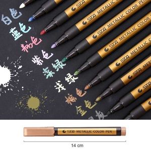 2mm 10Colors Metallic Permanent Paint Markers Birthday Gift Card Silver Gold White Marker School Office Art Supplies