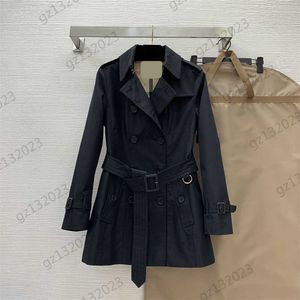 Designer Trench Coat Mulheres Jaqueta de Comprimento Médio À Prova de Vento Dupla Linha Botão Lapela Casacos Outerwear Outono Inverno Casacos Mulheres Roupas 2 Cores