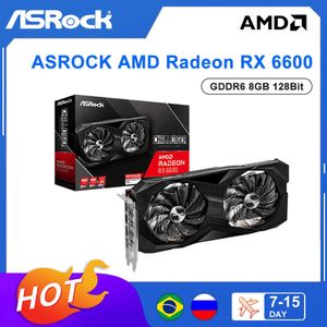 ASROCK NYA AMD RADEON RX 6600 RX 6600M PLACA DE VIDEO 8GB GDDR6 AMD GPU 128-BIT Support AMD CPU Videokort Grafikkort