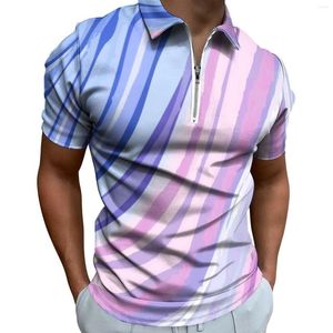 Мужские половые рубашки Polos Рубашки Polo Mens Purple Marble Casual рубашка дата модные футболки на молнии с коротки