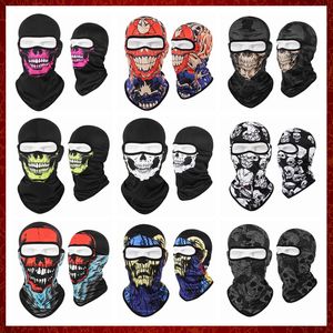 MZZ09 Motorcycle Balaclava Skull Print Moto Full Face Mask Windproof Skiing Head Neck Warmer Cycling Biker Hood Cap Men Helmet Liner