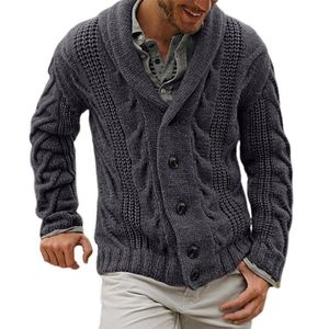メンズジャケット冬のセーターコート秋の男性セータービンテージシングルブレストソリッドカラーVネックスレッド編みコートオフィスの男性服