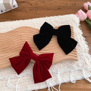 Hair Accessories Vintage Black Large Bow Clip Women Girls Elegant Butterfly Hairpin Korean Wine Red Barrette Kids Ponytail