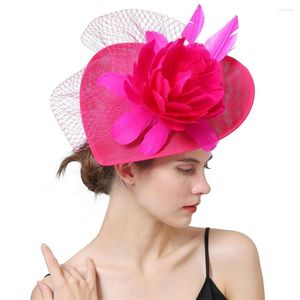 Copricapo Veli da sposa Fascinator Cappello Sposa Sposato Copricapo Festa Chiesa Chapeau Moda Piume Accessori per capelli Fascinatori Sinamay