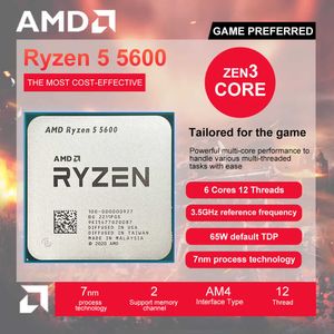 AMD New Ryzen 5 5600 R5 5600 CPUゲーミングプロセッサソケットAM4 6コア12-THREAD 65W DDR4デスクトップアクセサリーCPU ProcessAdor