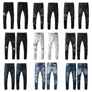 Мужские джинсы Amiri Оптовые SLP Blue Flare Pants Черные разрушенные мужские джинсовые джинсовые байкерские джинсы Слюков.