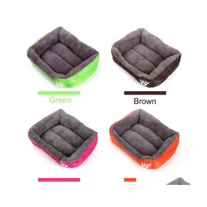 Kennels Pens Soft Warm Fleece Pet Puppy Cat Dog Bed Kitten Pad Cushion Basket Sofa Couch Mat 6 Colors 4 Size Dh0314 Drop Delivery Dhu2V