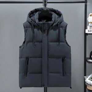 Gilet da uomo Taglie forti Giacca senza maniche calda impermeabile invernale da uomo Gilet sportivo con cappuccio Gilet casual da uomo autunno addensato