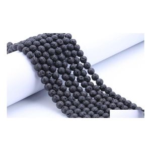 Ceramic Clay Porcelain Fashion Diy Accessories Lava Rock Loose Beads Black Gem Natural Stone For Women Bracelets Jewelry Making Wh Dhor3